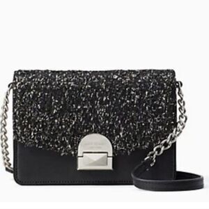 Kate Spade Neve Tinsel Convertible Crossbody Bag Black and Silver Women's Bag